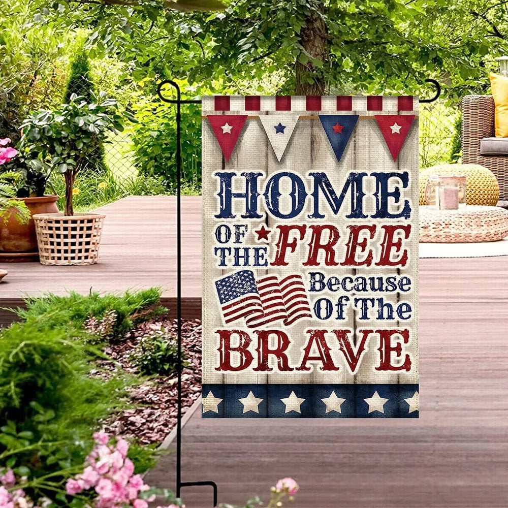 Home Of The Free Because Of The Brave Garden Flag Double Sided 12" x 18" NEW! Home & Garden:Yard, Garden & Outdoor Living:Décor:Flags Style Your Walls
